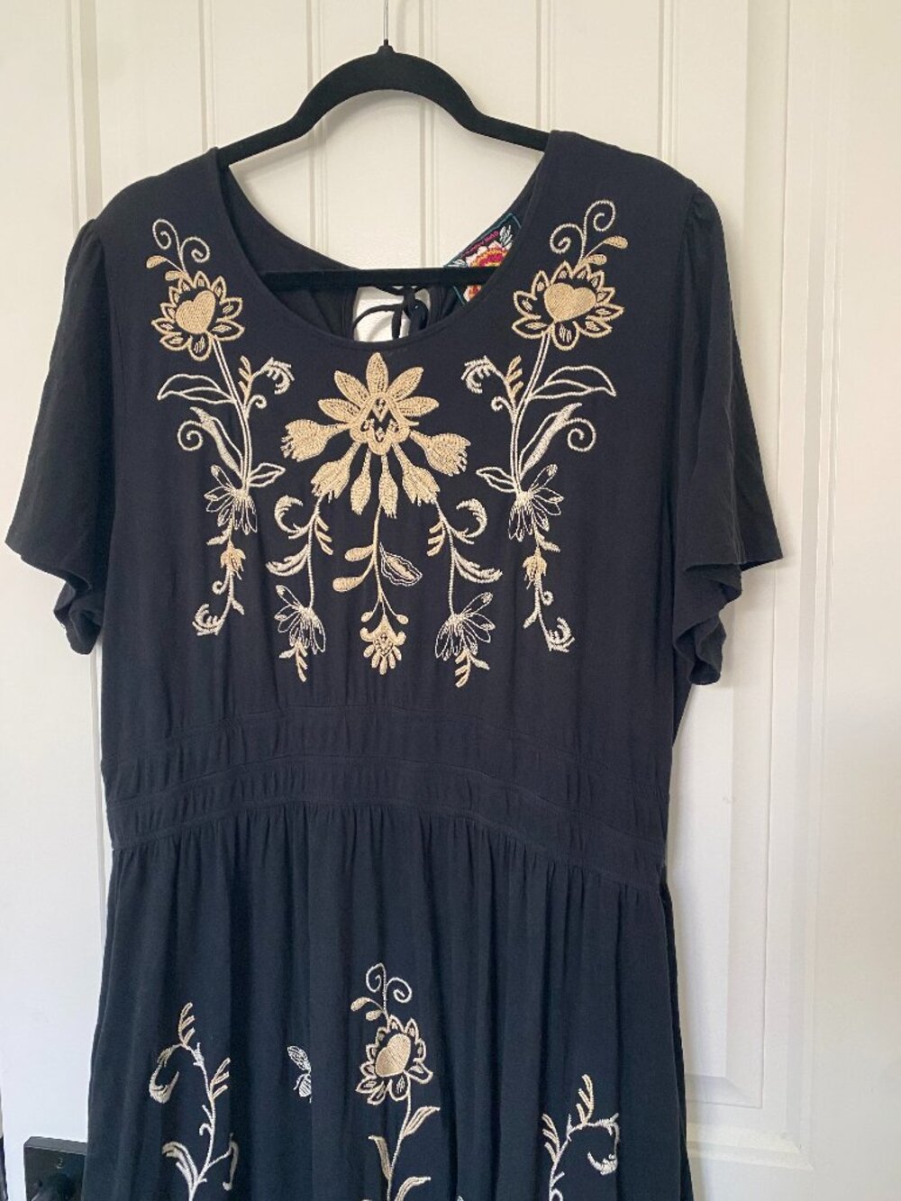 Johnny Was | Smocked Waist Tiered Maxi Dress in Black - Picture 5 of 12